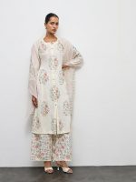 Shubhique Floral Cotton Straight Kurta set with Plazoo - Image 2